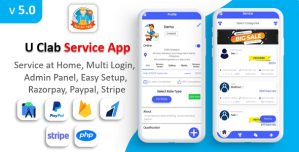 U Clab Service App – Service At Home – Payment Gateways Integrated – Multi Login