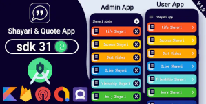 Shayari  Quotes App Source code With Admob, Facebook bidding, Onesignal Push Notification