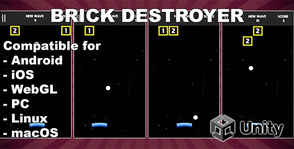 Brick Destroyer - Unity Endless Game - Ready For Release - Android, iOS, WebGL