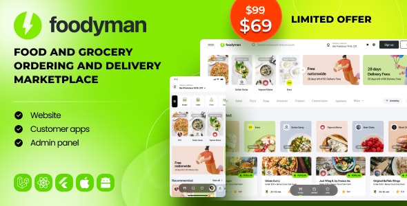 Foodyman - Multi-Restaurant Food and Grocery Ordering and Delivery Marketplace (Web  Customer Apps)