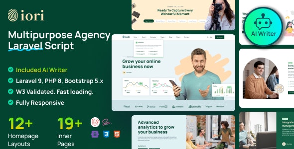 Iori - Business Website for Company, Agency, Startup with AI writer tool  shopping cart