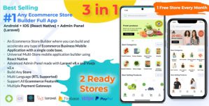 Any Ecommerce Store Builder Full App – React Native (AndroidiOS) + Admin Panel