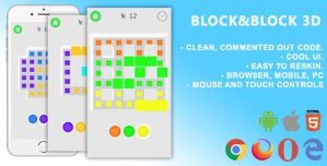 Block&Block 3D. Mobile, Html5 Game .c3p (Construct 3)