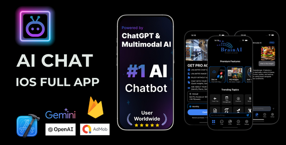BrainAI - AI Chat Powered by OpenAI (ChatGPT), GPT4o  Google AI | IOS Native SwiftUI Source Code