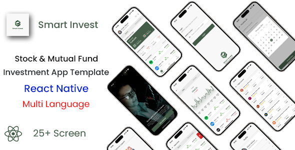 Stock  Mutual Fund Investment App Template in React Native | Smart Invest | Multi Language