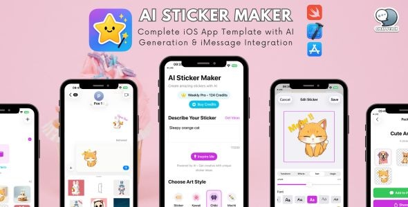 AI Sticker Maker - Complete iOS App Template with AI Generation  iMessage Integration