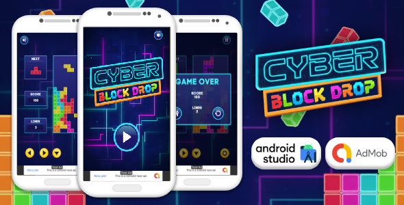 Cyber Block Drop - Puzzle Game Android Studio Project with AdMob Ads + Ready to Publish