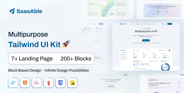 SaasAble - Tailwind Multipurpose UI Kit for Saas, Startup  Agency