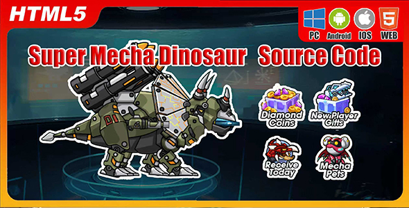 Super Mecha Dinosaur - Html5 Games For Website (Included HTML5 Only)
