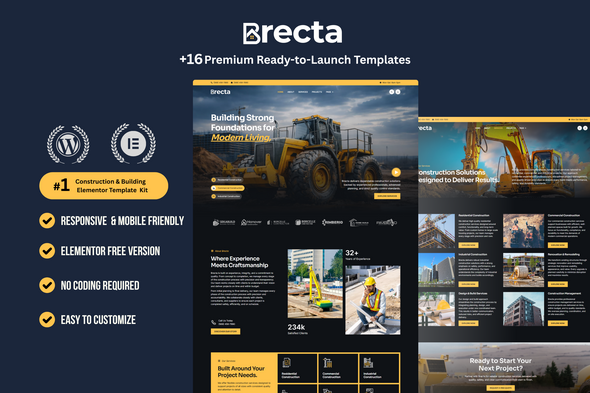 Brecta - Construction Building Elementor Template Kit