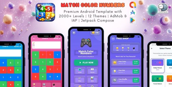 Match Color Numbers - Android Puzzle Game Template | AdMob  IAP | Jetpack Compose