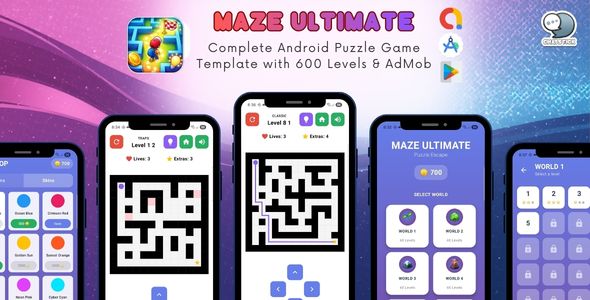 Maze Ultimate - Complete Android Puzzle Game Template with 600 Levels  AdMob